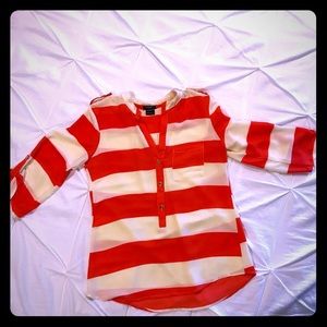 CORAL RED & OFF WHITE TOP