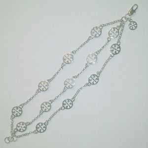 Tory Burch Silver Multi-Strand Logo Bracelet