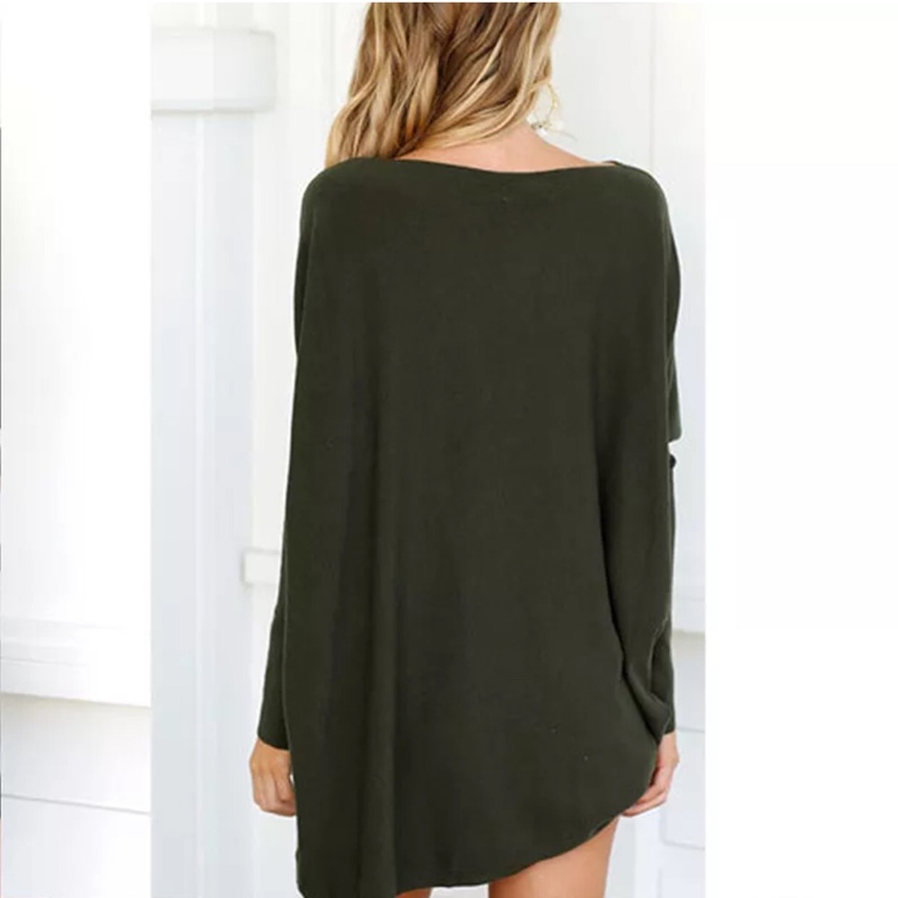 Dark Olive Green Dolman Sleeve Top - Picture 2 of 2