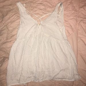 AEO white polka dot top