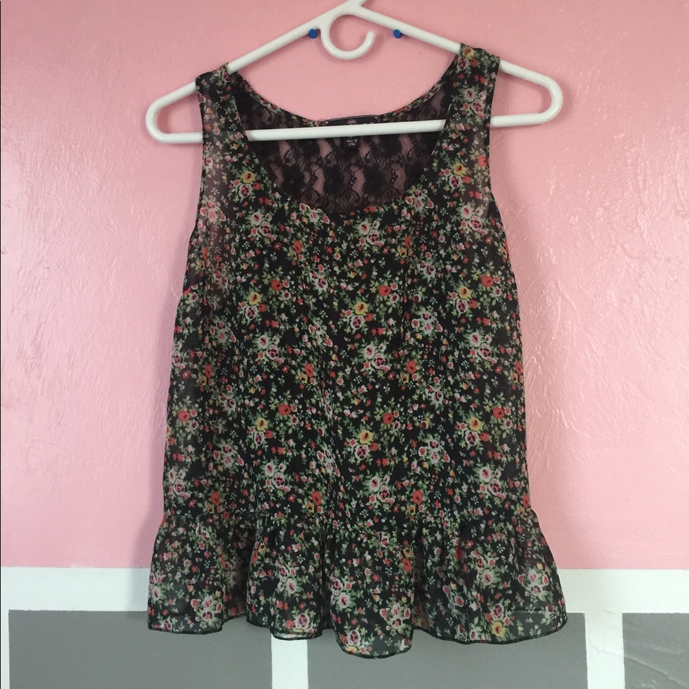 Black Floral Tank Top