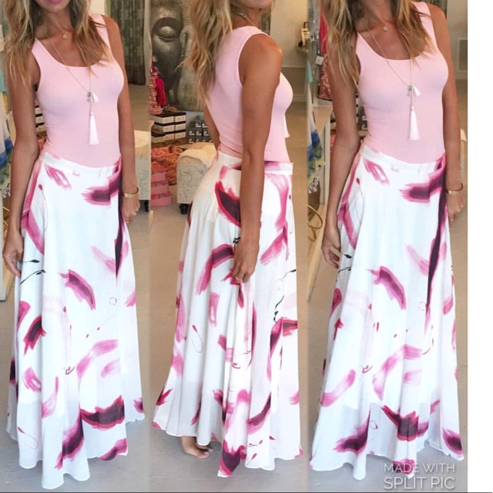 NWOT Pink & White Maxi Skirt