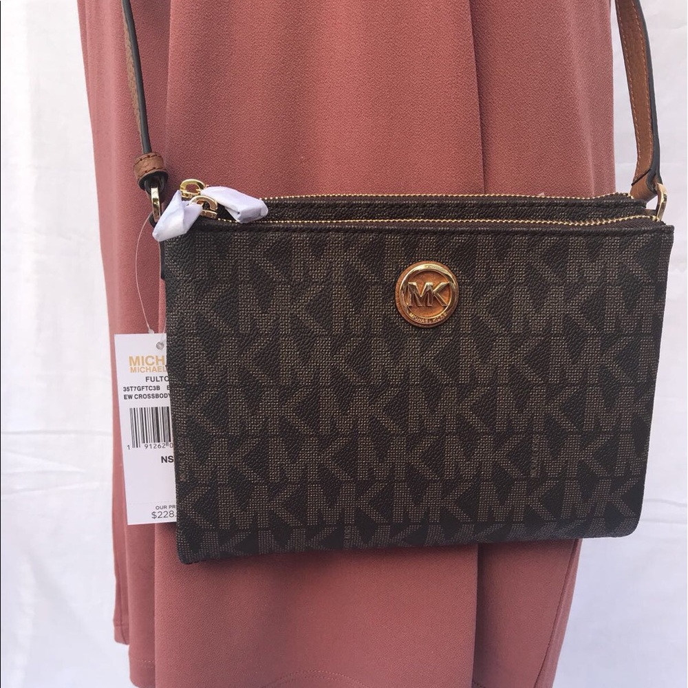 Michael Kors Fulton Signature Crossbody Brown NWT