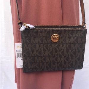 Michael Kors Fulton Signature Crossbody Brown NWT