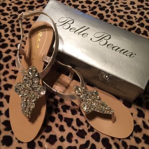 Gold Sandals with rhinestone embellishments