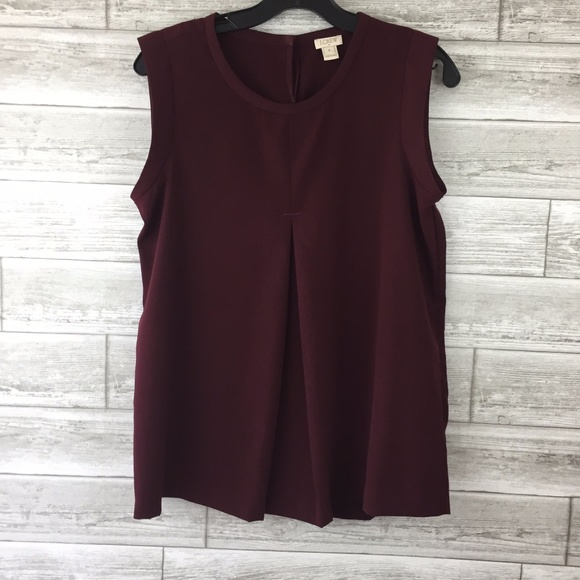 J. Crew Factory Tops - J CREW Blouse 4 PLEATED FRONT CREPE TOP Red Sleeve