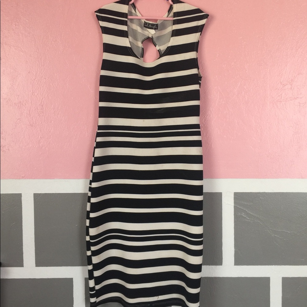 Black and white striped dress