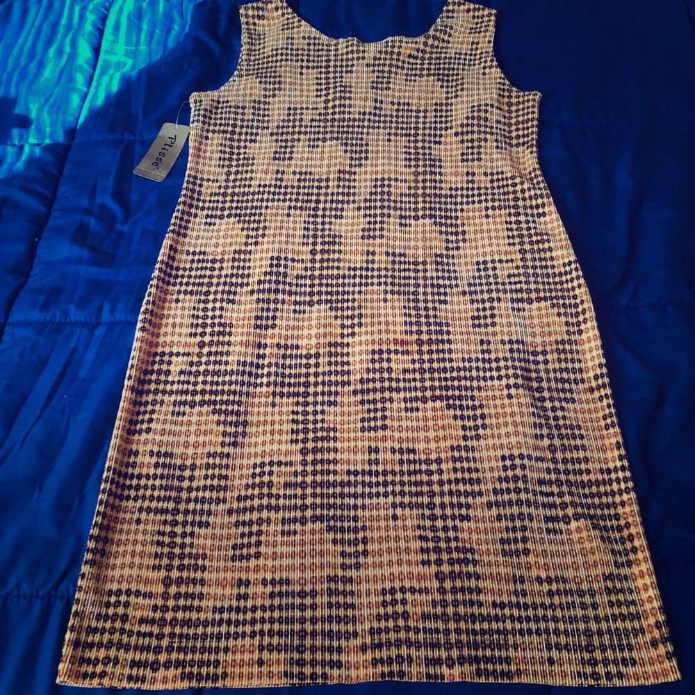 Plisse NWT Gold/Taupe Large sun dress