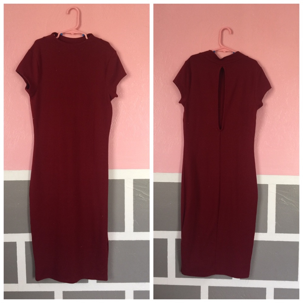 Maroon peephole midi dress