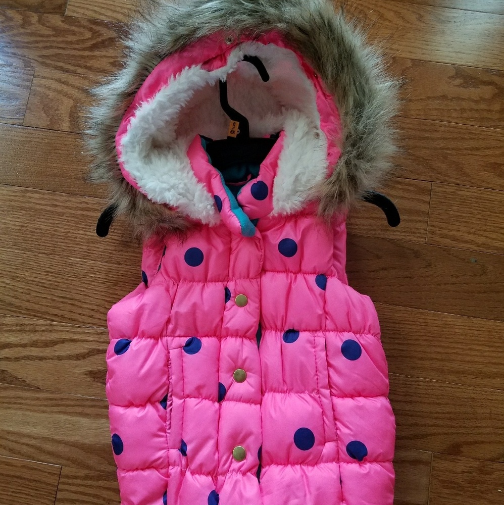 Pink polka dot winter vest