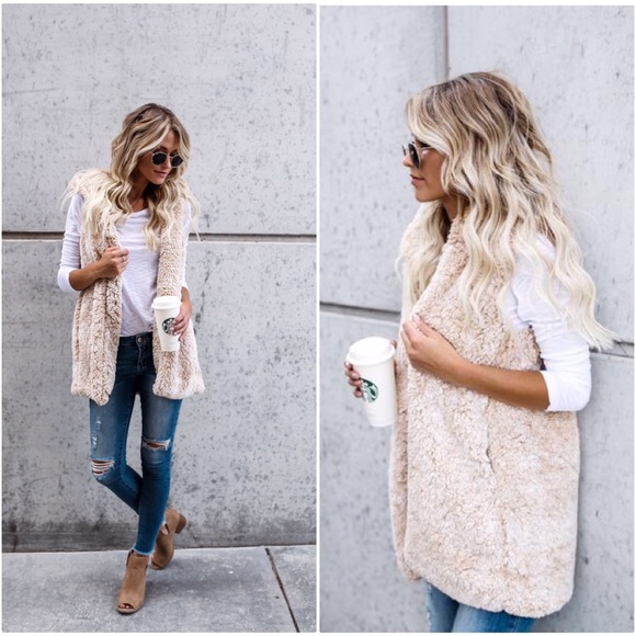 🆕LAST ONE Aspen Sherpa Teddy Vest in Beige - Picture 2 of 8