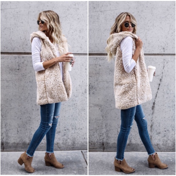 🆕LAST ONE Aspen Sherpa Teddy Vest in Beige - Picture 3 of 8