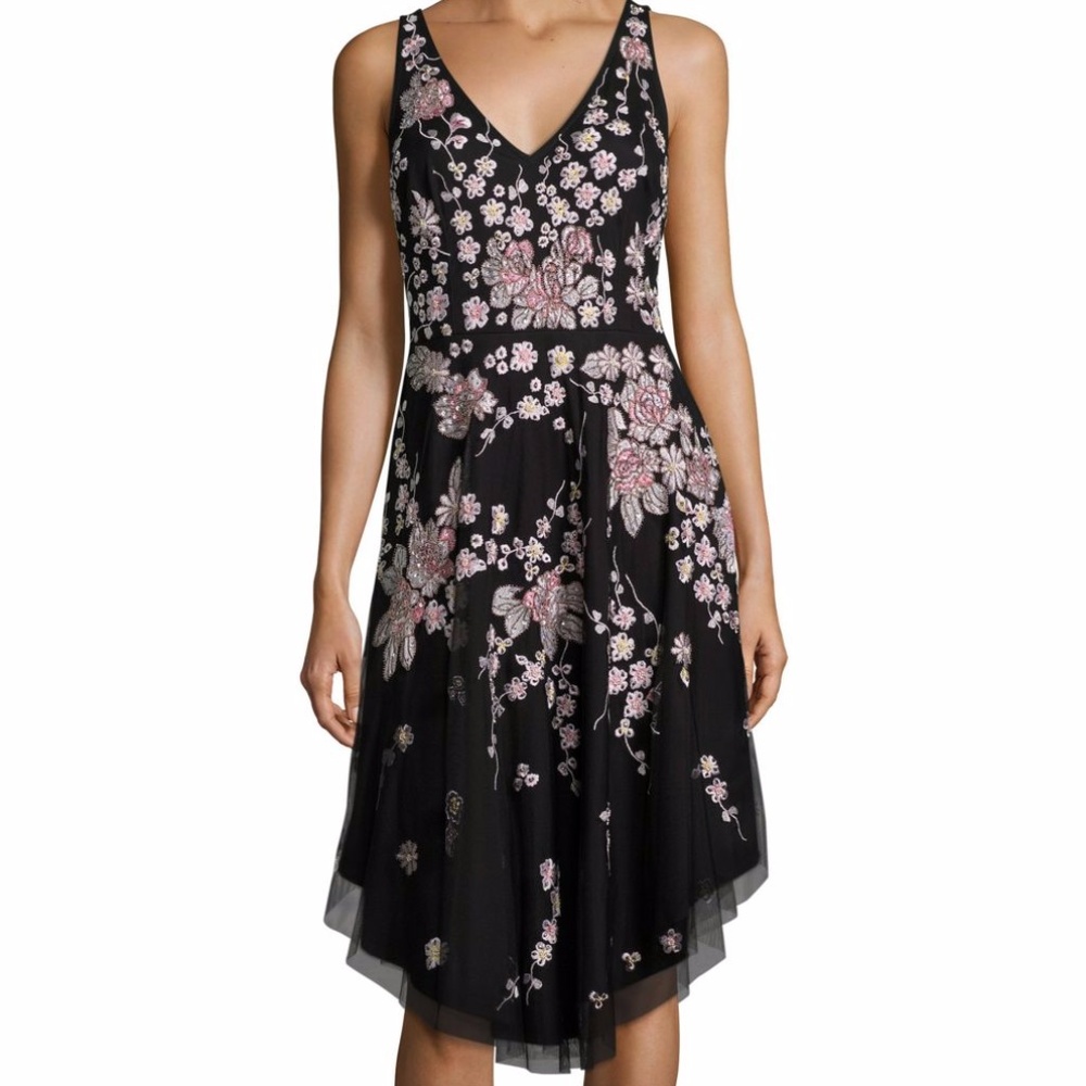 Aidan Mattox Floral Beaded Dress