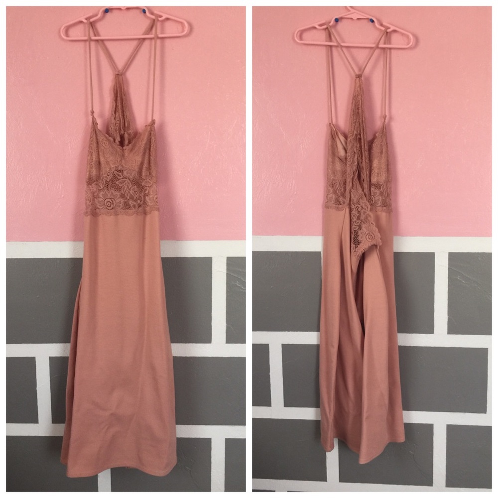 Pastel Pink Midi Lace Dress