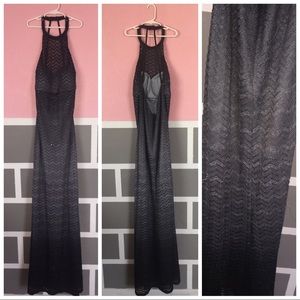 Backless Black Ombré Effect Long Dress