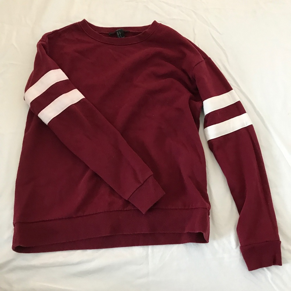 VARSITY BURGUNDY STRIPED SWEATSHIRT GOOD CONDITION