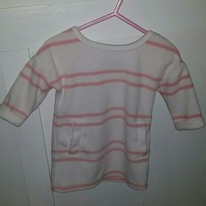 Old navy fleece pink and white stripe sweater