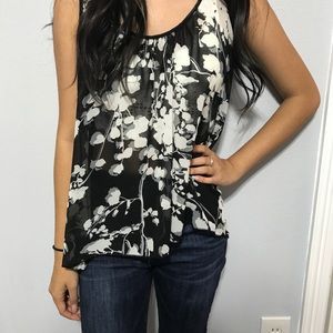 Black and white floral tank top
