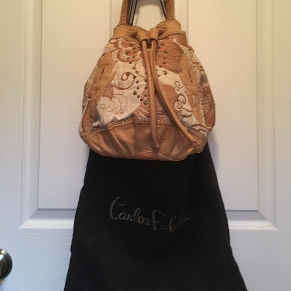 carlos falchi Handbags - Carlos Faluchi leather and embroidered hobo