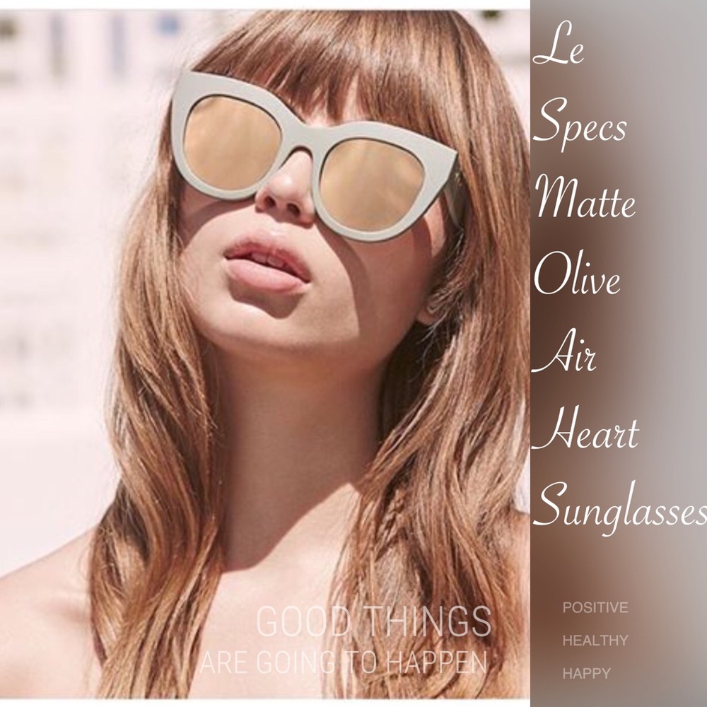 NWOT Le Specs AirHeart Olive/Gold Sunglasses