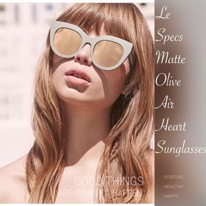 NWOT Le Specs AirHeart Olive/Gold Sunglasses