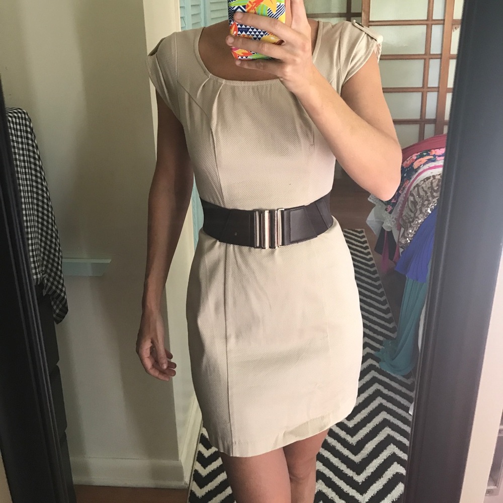 Khaki cap sleeved mini dress