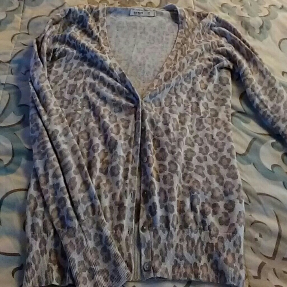 Pink & grey leopard print cardigan