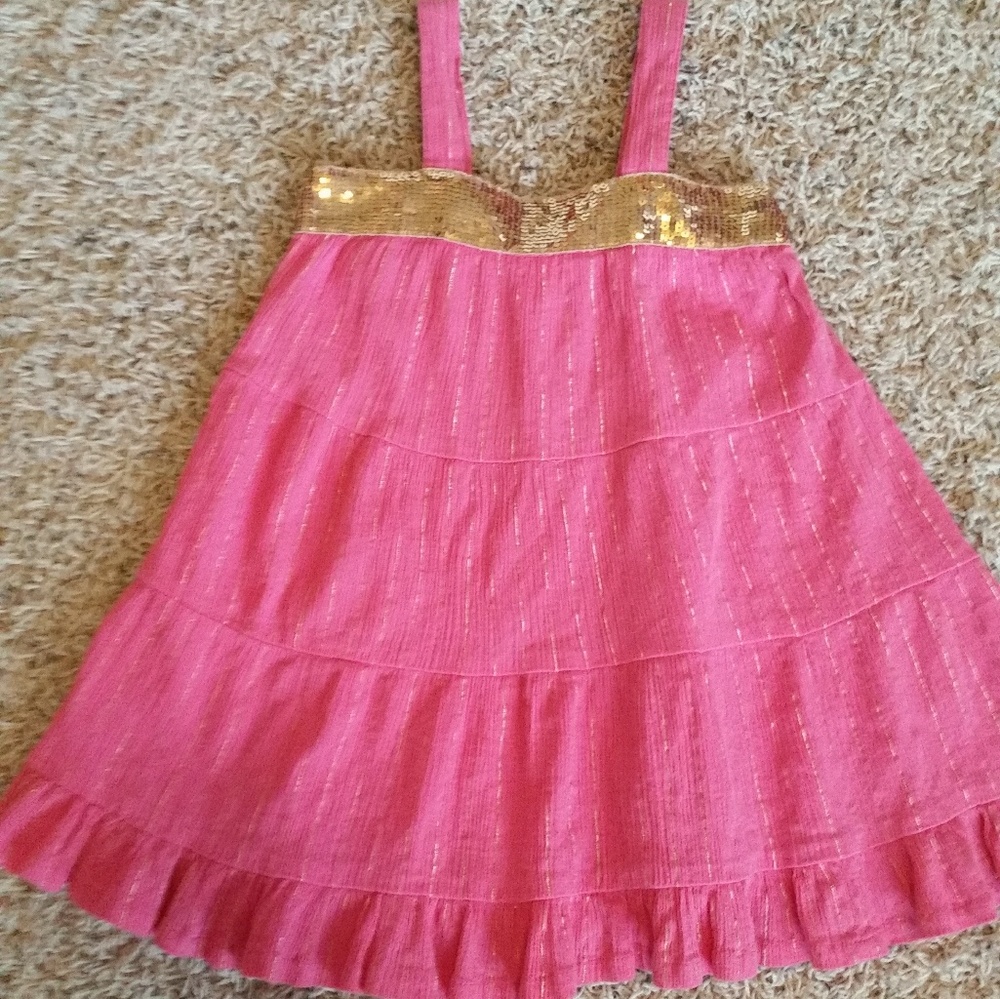 Girls Gold Trim Swing Dress