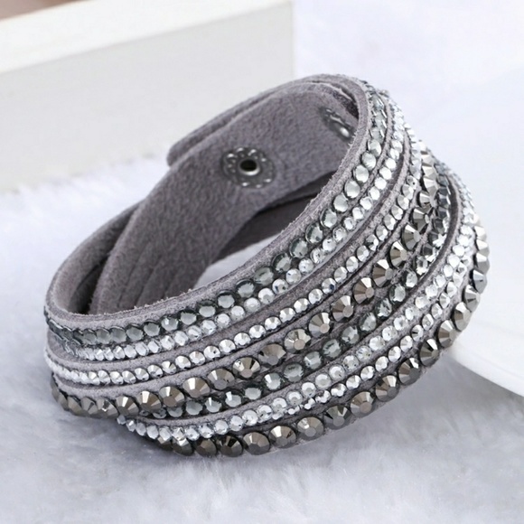 Jewelry - Rhinestone Leather Wrap Bracelet