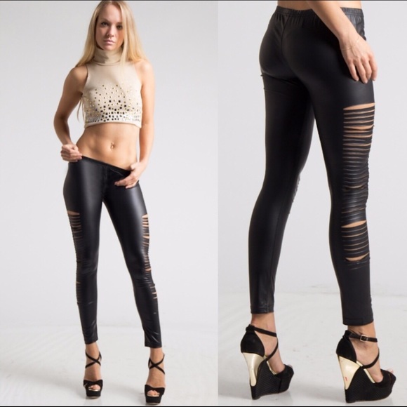 Host Pic ❤️ Faux Distressed Leather Leggings - Picture 2 of 7