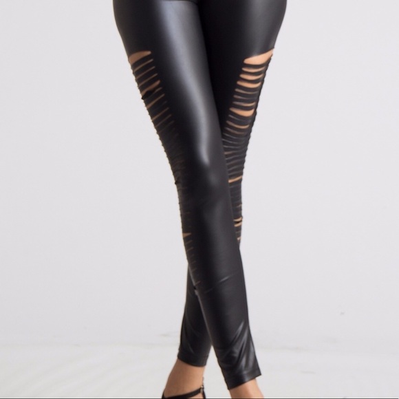 Host Pic ❤️ Faux Distressed Leather Leggings - Picture 3 of 7