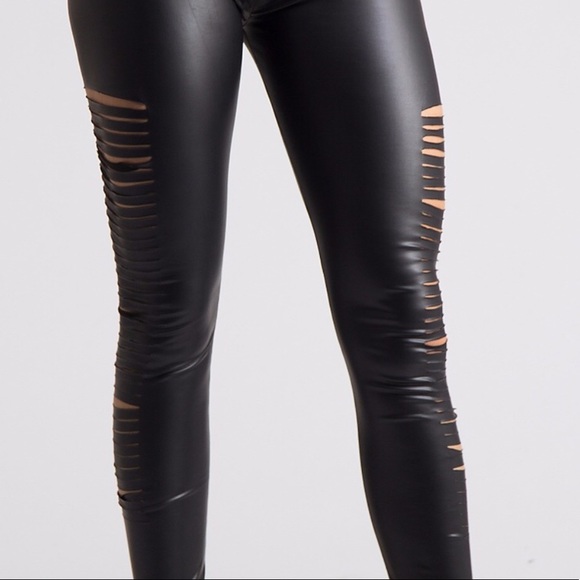 Host Pic ❤️ Faux Distressed Leather Leggings - Picture 7 of 7