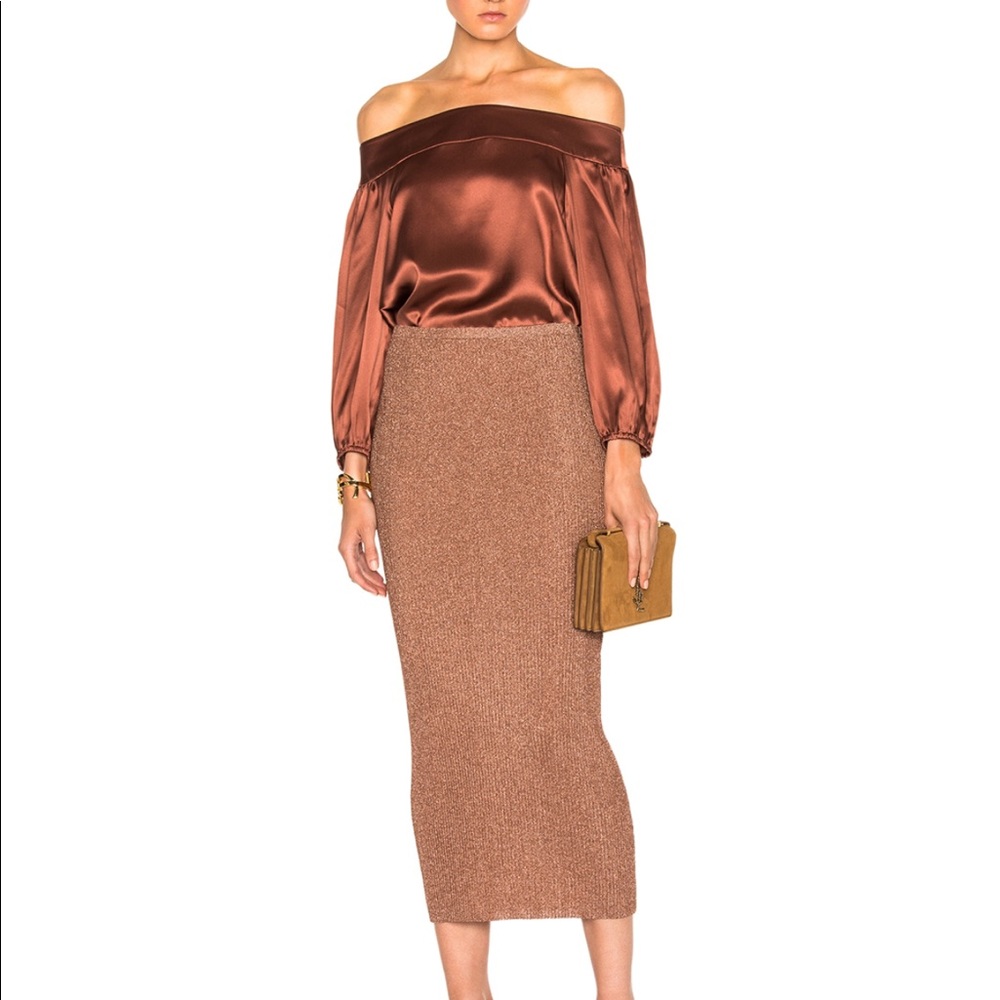 Tibi Off-the-Shoulder Silk Blouse 0