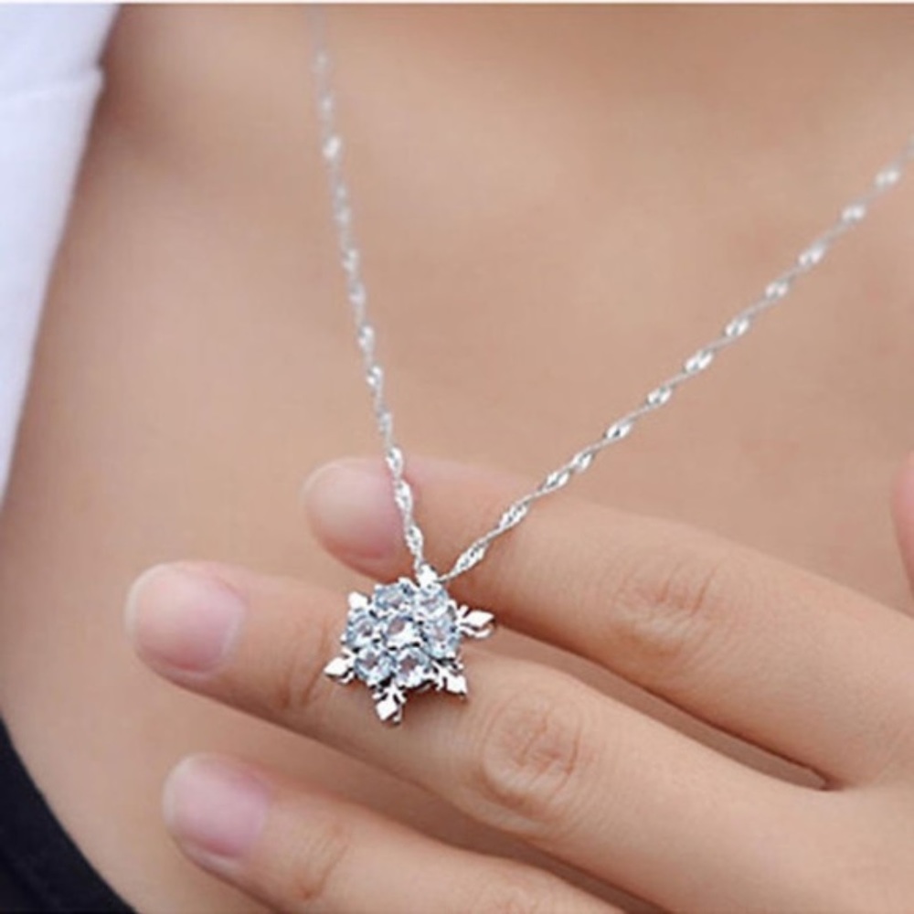 2/$15~Crystal Snowflake Necklace - Picture 2 of 5