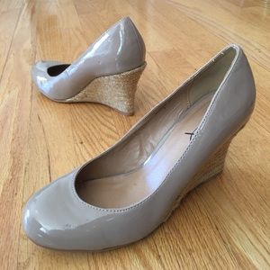 Nude taupe wedge heel shoes