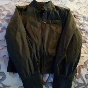 Army green members only cropped bomber jacket
