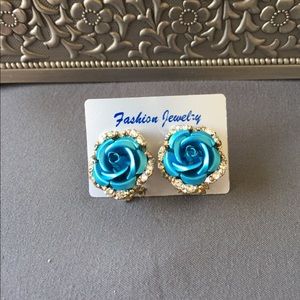 Blue Rose Earrings