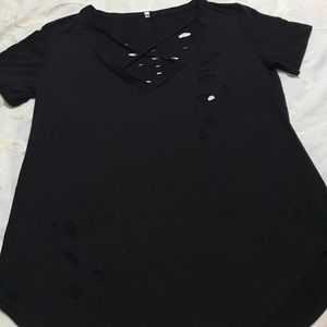 Cross neck t-shirt