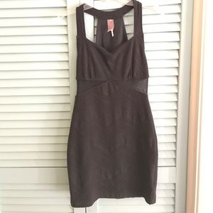 Free People Gray Mesh Cutout Bodycon Dress