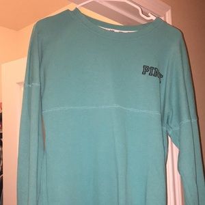 Vs pink teal crew neck