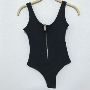 Sleeveless black bodysuit