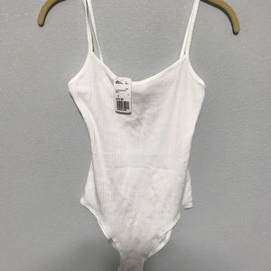 White ribbed bodysuit