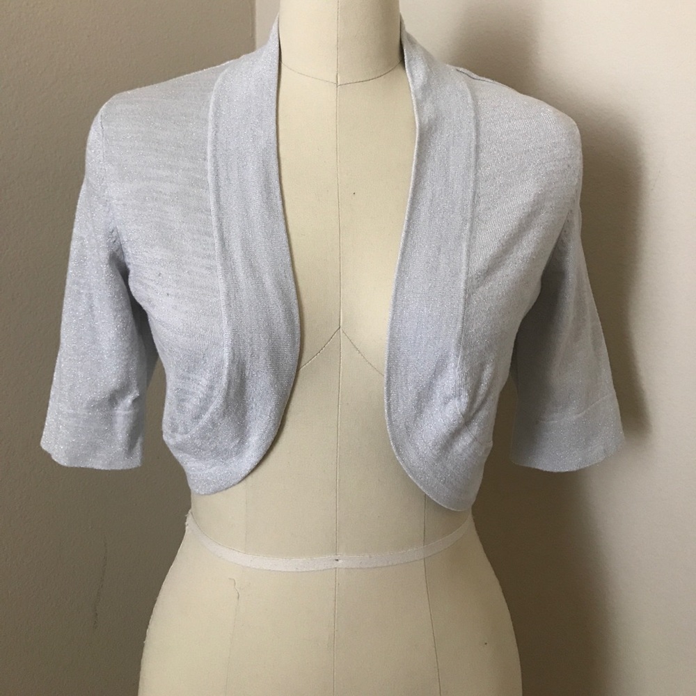 Like New- white with silver glimmers bolero-Med.