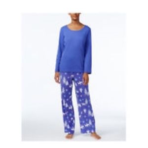 Charter Club Scoop Neck Knit Top Fleece Pajama Set