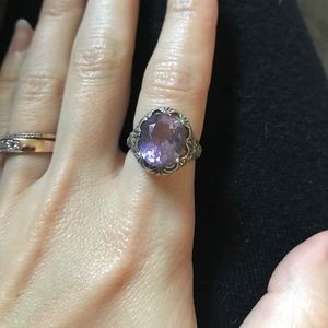 Sterling silver amethyst ring.