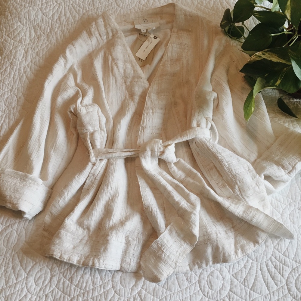 Anthropologie Ivory Kimono Jacket