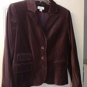 LOFT velvet Eggplant colored blazer jacket