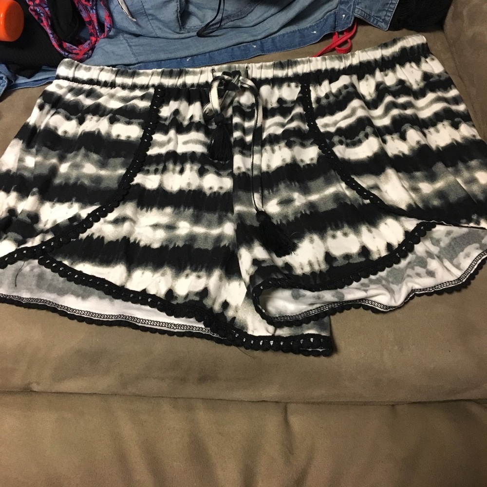 Black and white tie dye shorts