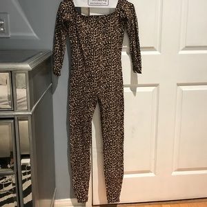 Cotton Spandex Off Shoulder Cheetah Bodysuit