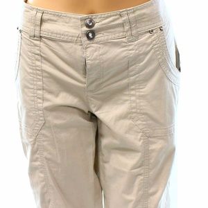INC Toad Beige Cropped Ruched Cargo Pants NWT